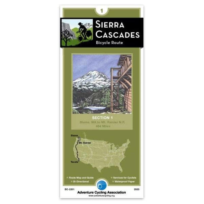 Sierra Cascades - Bicycle Route #1 | Adventure Cycling Association carte pliée Adventure Cycling Association 