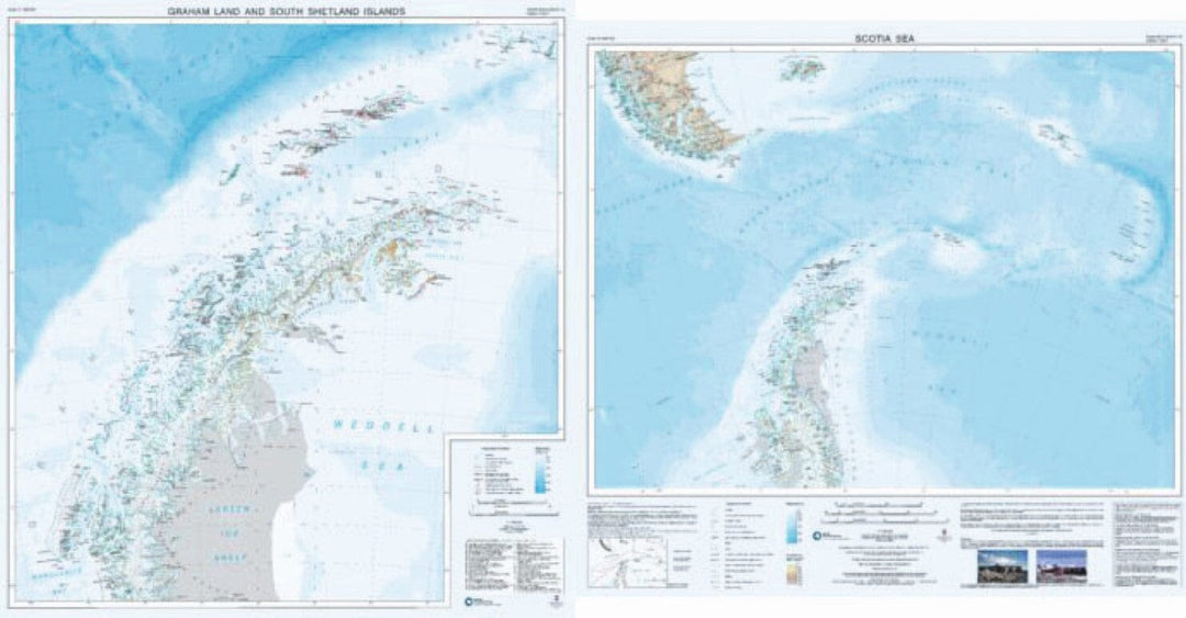 Terre de Graham et îles Shetland du Sud / Carte de la mer de Scotia | British Antarctic Survey carte murale petit tube British Antarctic Survey 