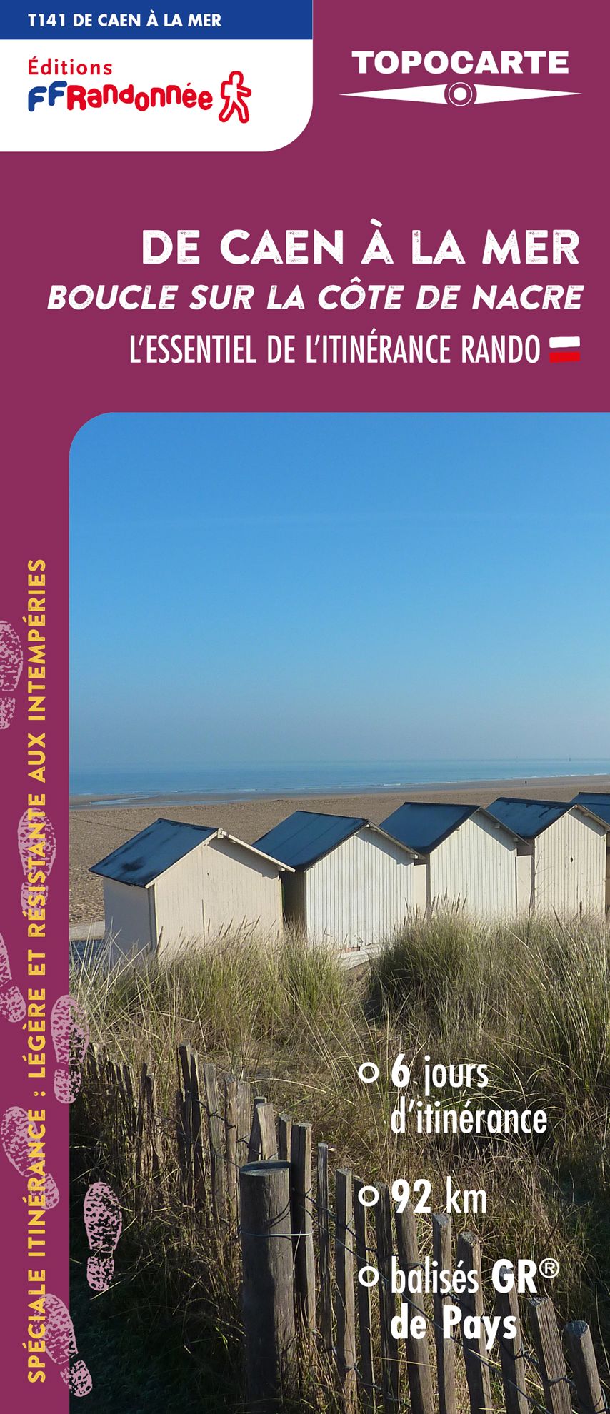 Topocarte - De Caen à la mer, boucle sur la côte de Nacre | FFRandonnée carte pliée FFR - Fédération Française de Randonnée 