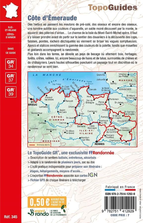 Topoguide de randonnée - Côte d'Émeraude : Les chemins du Mont-St-Michel - GR34 | FFR guide de randonnée FFR - Fédération Française de Randonnée 