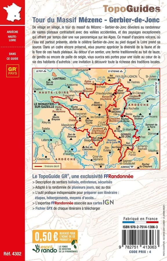 Topoguide de randonnée - Tour du massif Mézenc Gerbier-de-Jonc | FFR guide de randonnée FFR - Fédération Française de Randonnée 