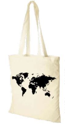 Tote bag - motif carte du monde (38 x 42 cm) accessoire de voyage Craenen naturel 