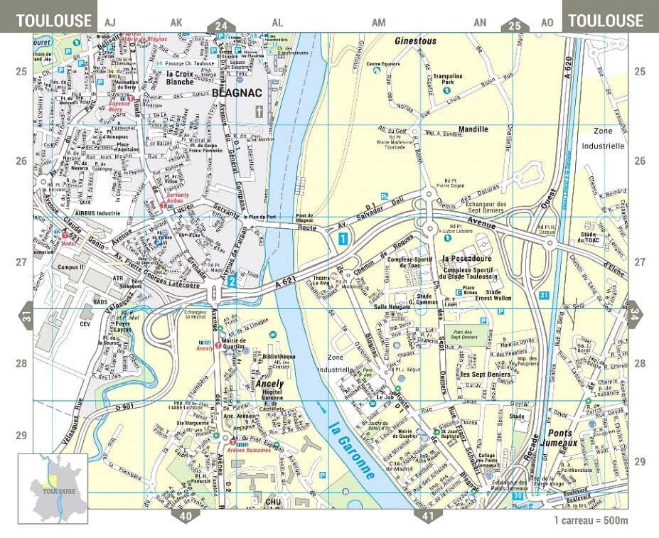 Toulouse – Plan de ville pratique | Blay Foldex carte pliée Blay Foldex 