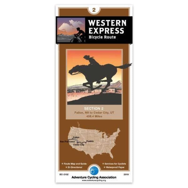 Western Express - Bicycle Route #2 | Adventure Cycling Association carte pliée Adventure Cycling Association 