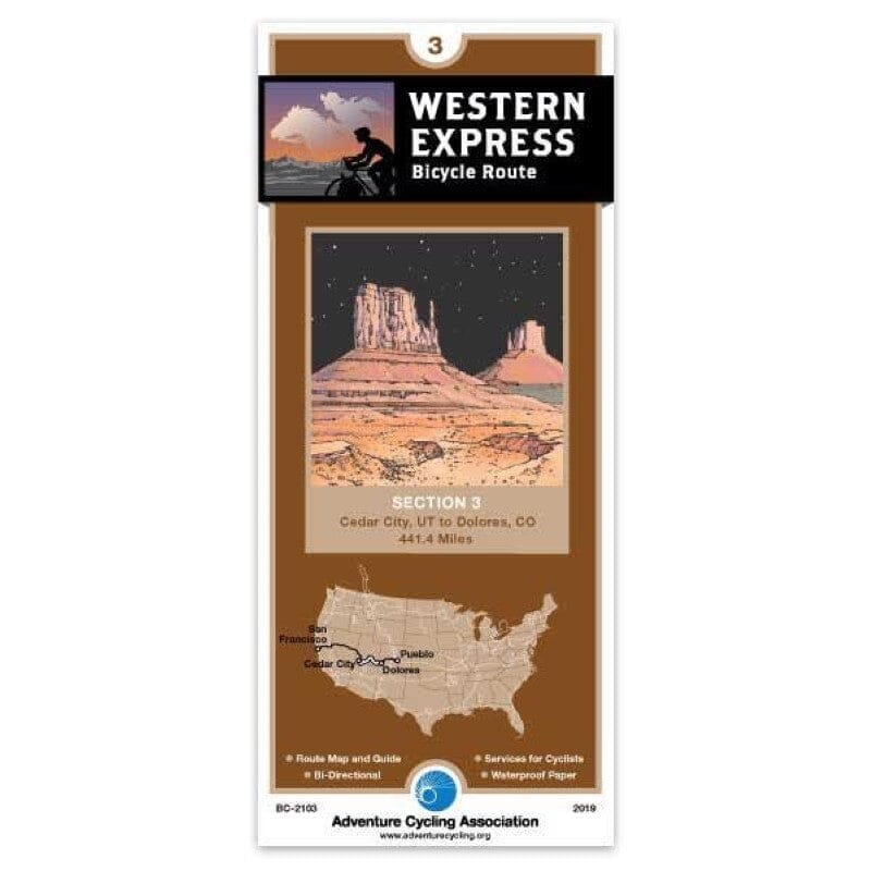 Western Express - Bicycle Route #3 | Adventure Cycling Association carte pliée Adventure Cycling Association 