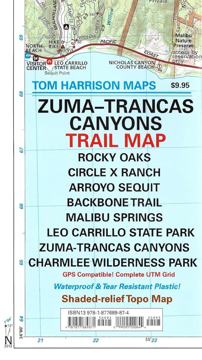 Zuma et Trancas Canyons, Californie | Tom Harrison Maps carte pliée Tom Harrison Maps 