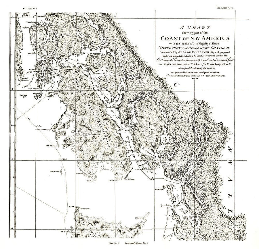 1899 A Chart showing part of the Coast of NW America Side 1 Wall Map 