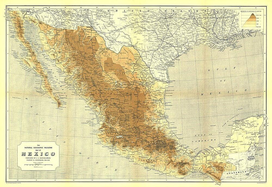 1911 Mexico Map Wall Map 
