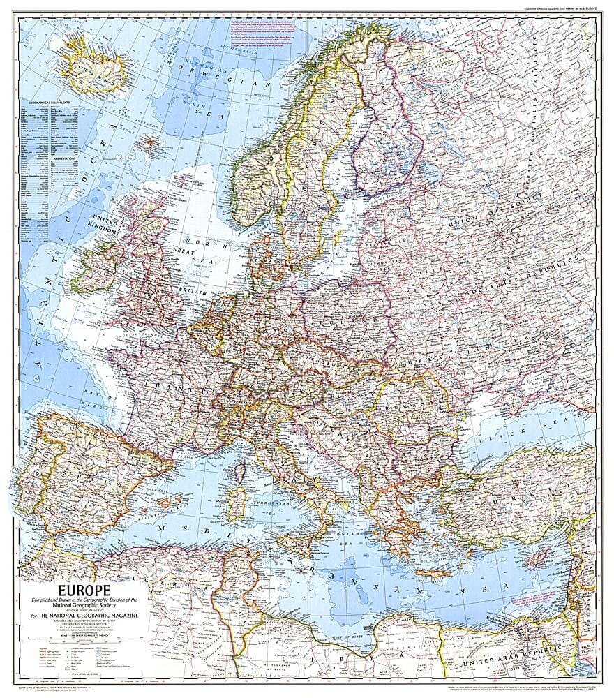 1969 Europe Map – MapsCompany - Travel and hiking maps