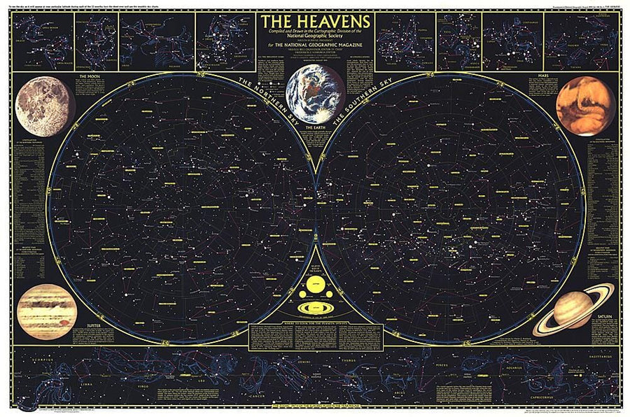1970 Heavens Wall Map 