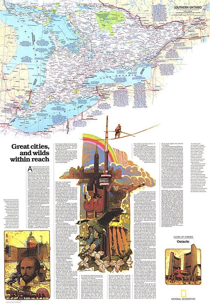 1978 Ontario Great Cities Wilds Within Reach Map Wall Map 
