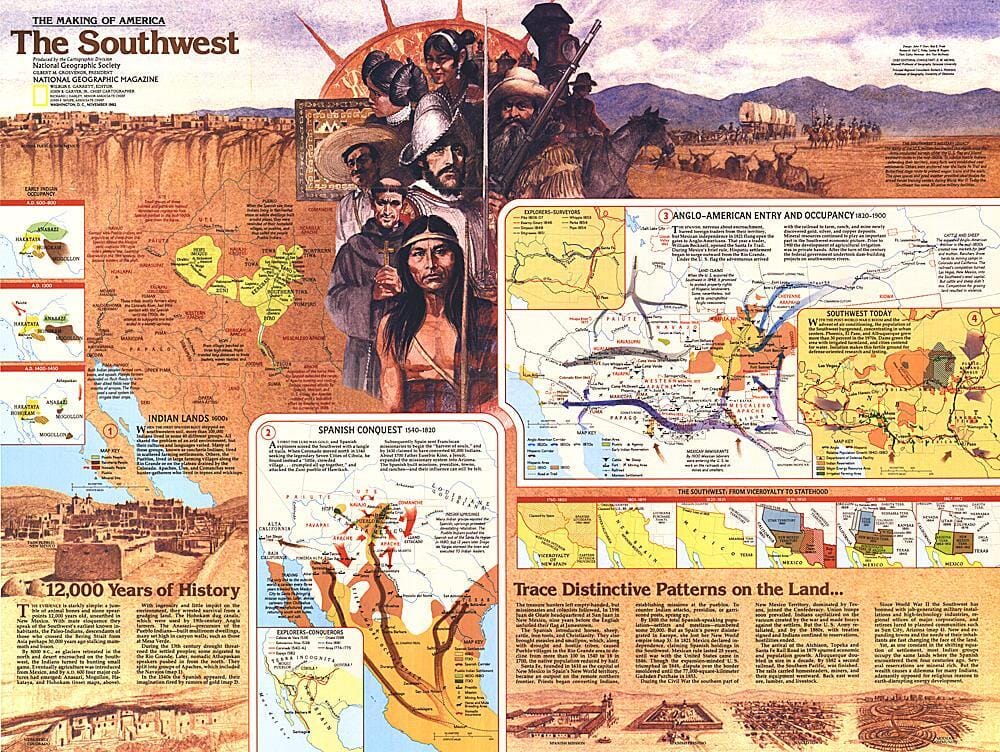 1982 Southwest Map Side 2 Wall Map 
