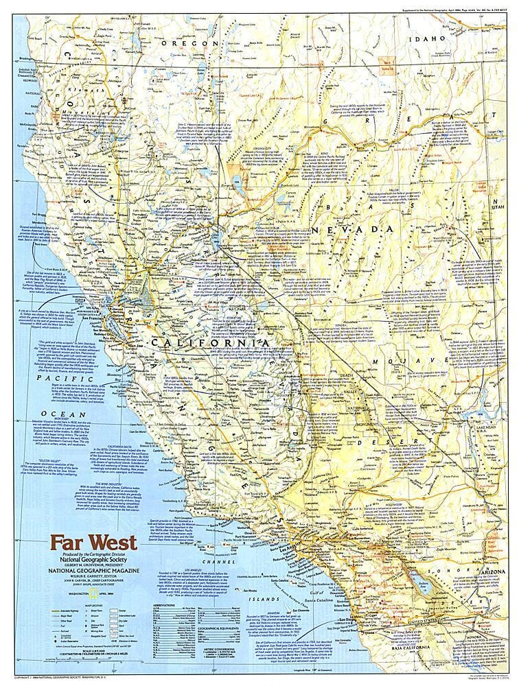 1984 Making of America, Far West Map Wall Map 