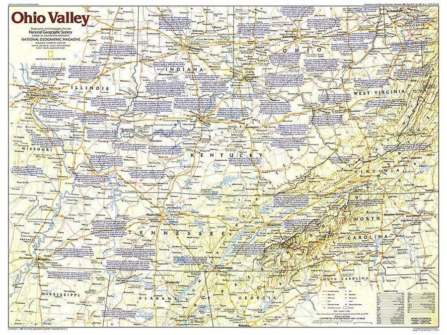 1985 Ohio Valley Map Wall Map 