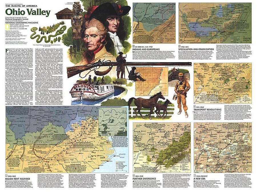 1985 The Making of America, Ohio Valley Theme Wall Map 