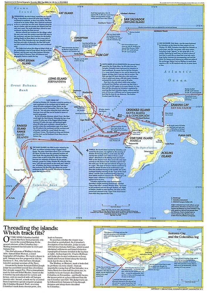 1986 Threading the Islands Map Wall Map 