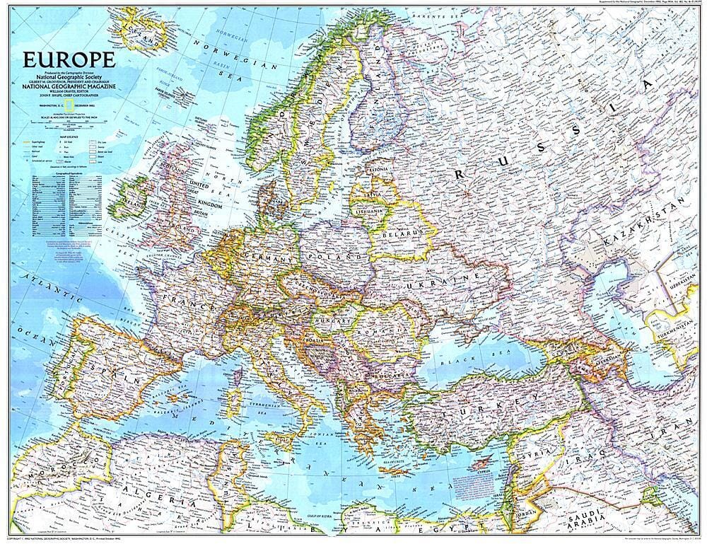 1992 Europe Wall Map 