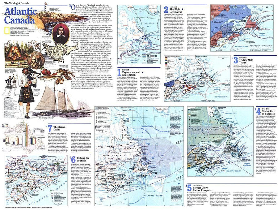 1993 Making of Canada, Atlantic Canada Theme Wall Map 