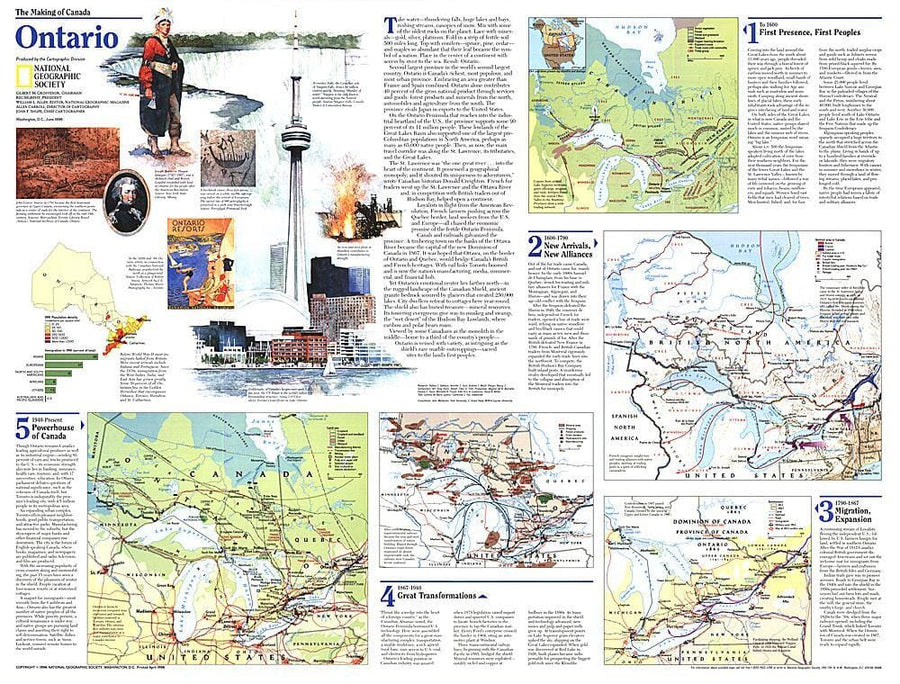 1996 Making of Canada, Ontario Theme Wall Map 