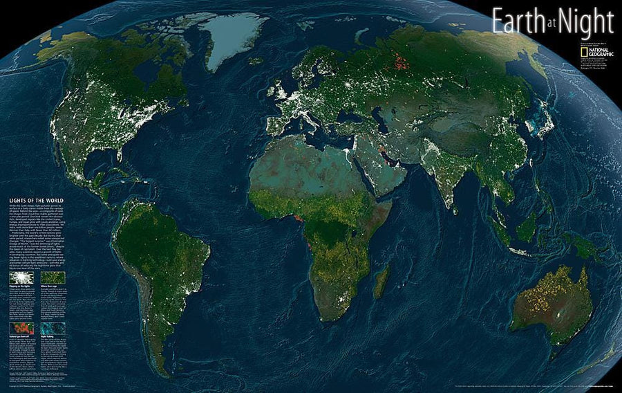 2004 Earth at Night Wall Map 