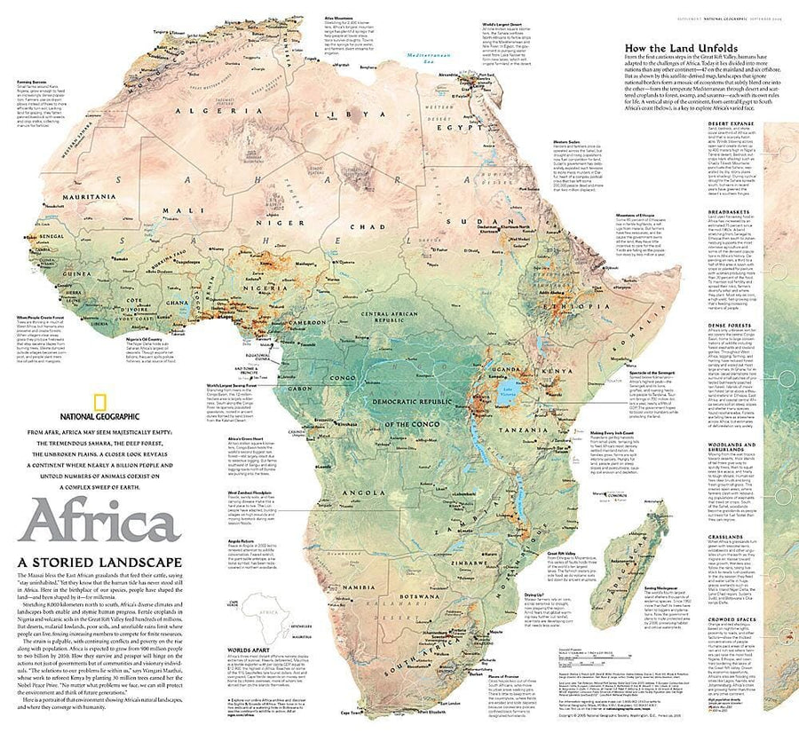 2005 Africa, A Storied Landscape Map Wall Map 