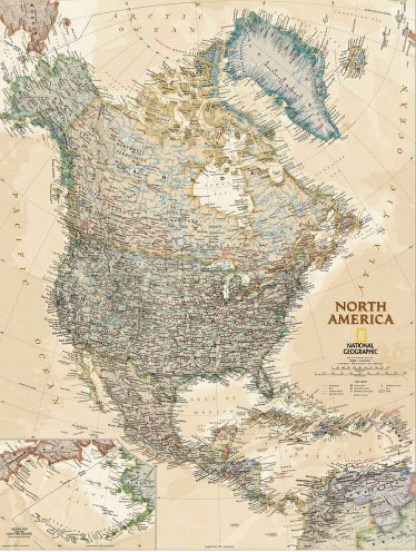 North America - Executive - Sleeved | National Geographic Maps Wall Map 