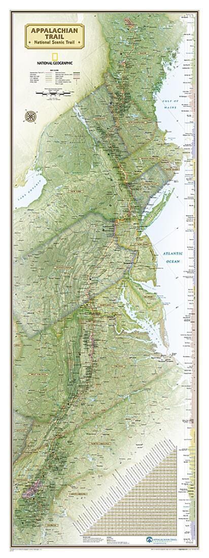 Appalachian Trail Wall Map - Boxed | National Geographic Maps carte murale petit tube National Geographic 