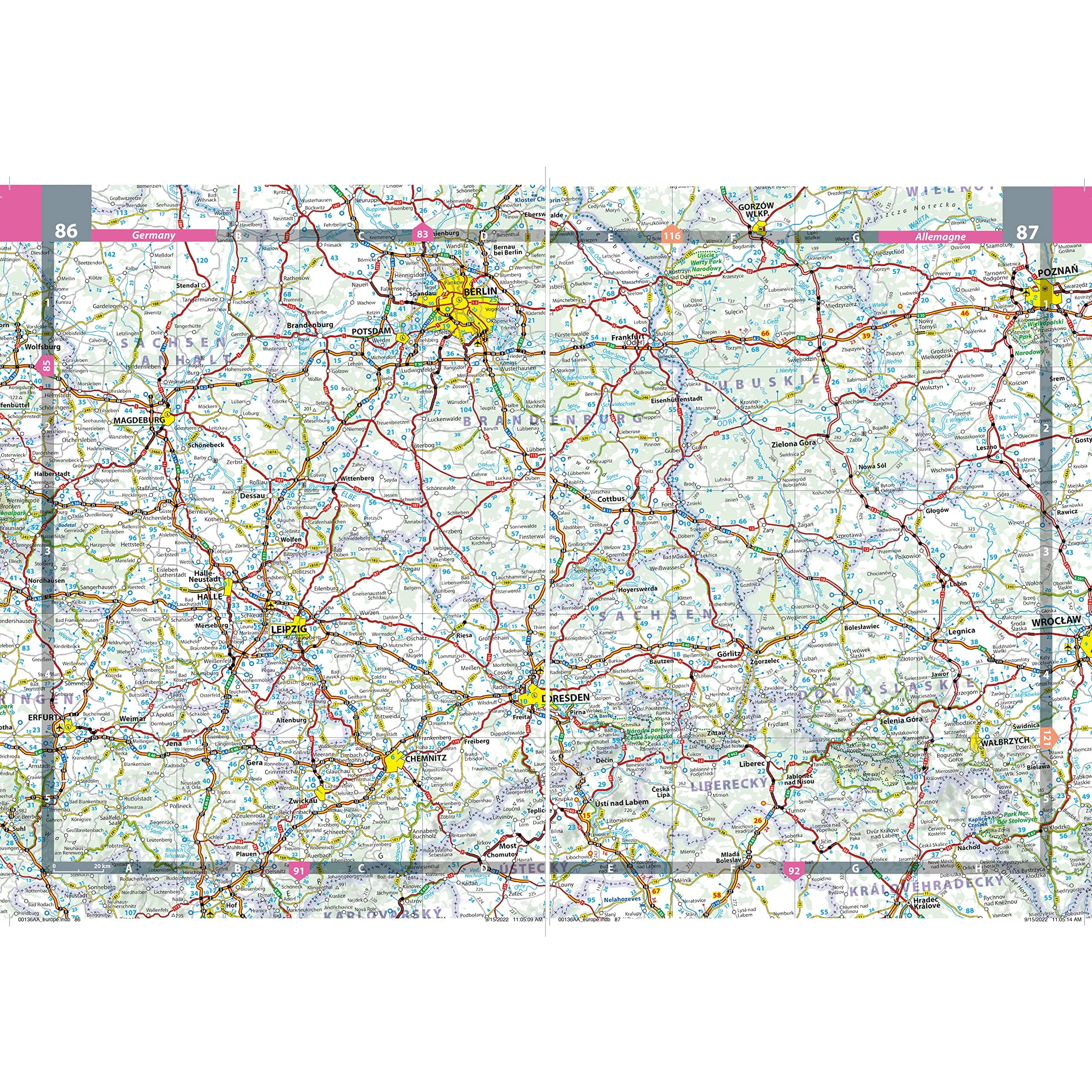 Spiral-bound road atlas - Europe (multilingual) - A4 Format