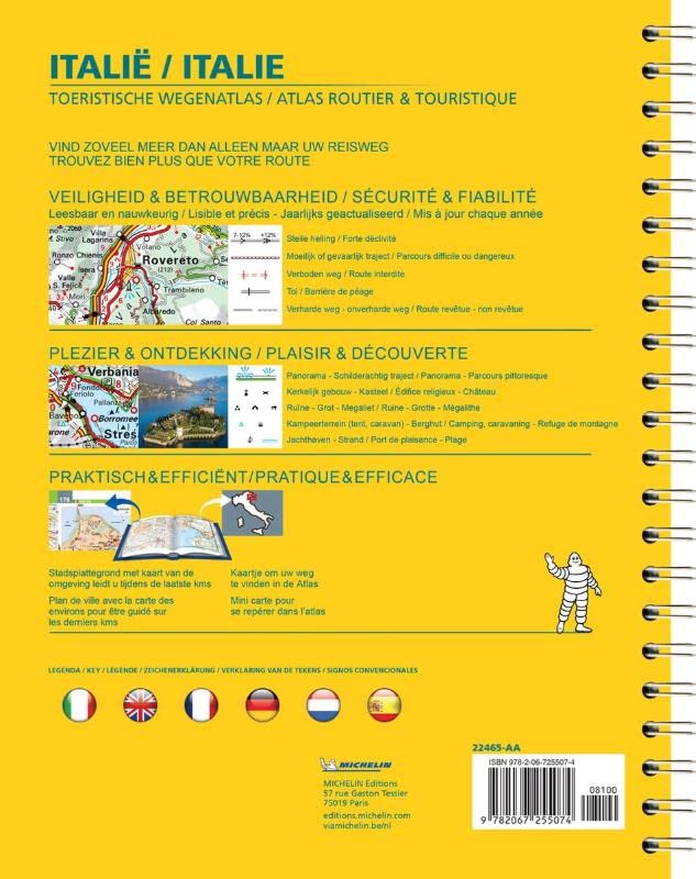 Atlas routier à spirales - Italie (multilingue) - Édition 2022 | Michelin atlas Michelin 