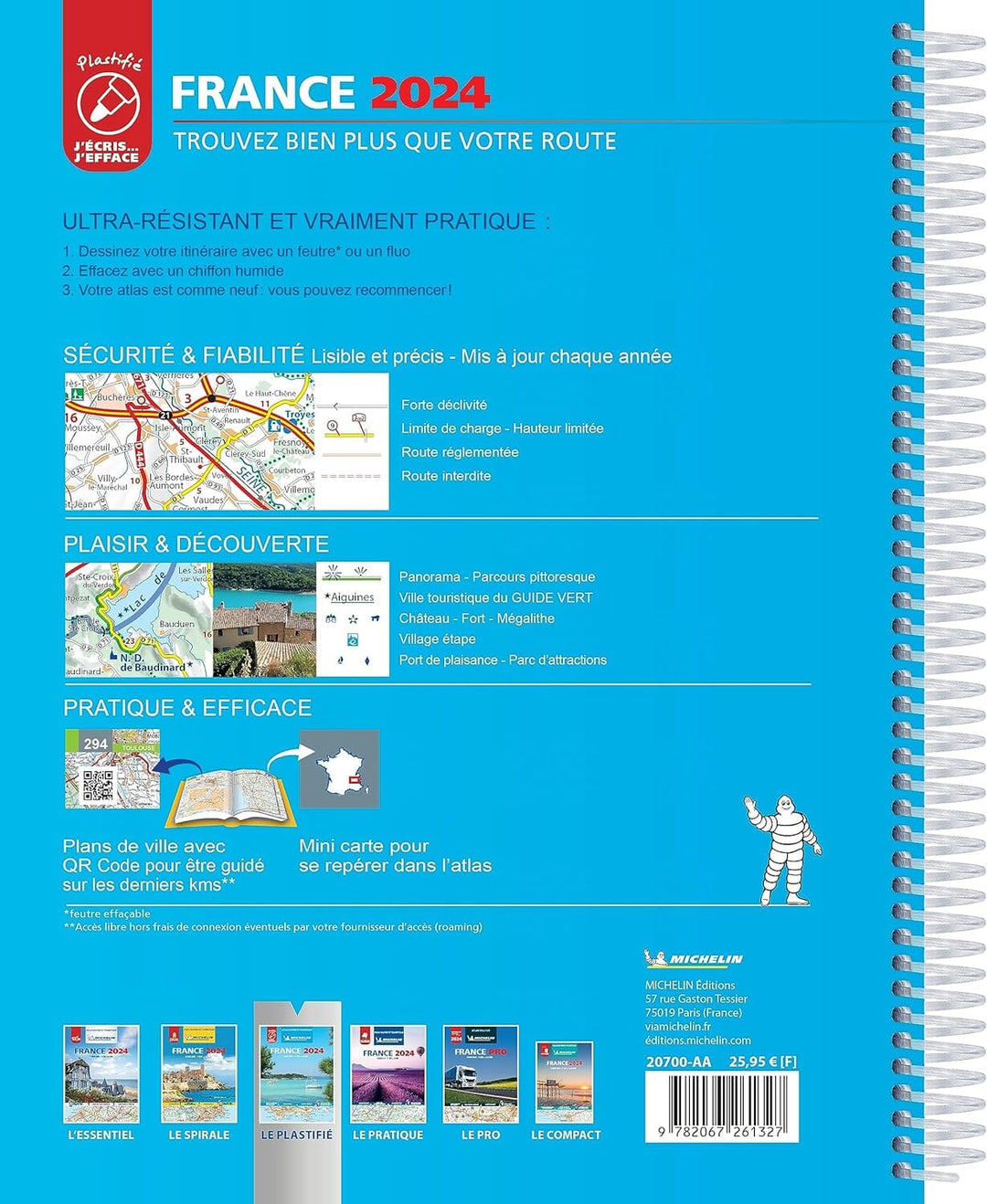 Atlas routier et touristique plastifié - France (à spirales) - Édition 2024 | Michelin atlas Michelin 