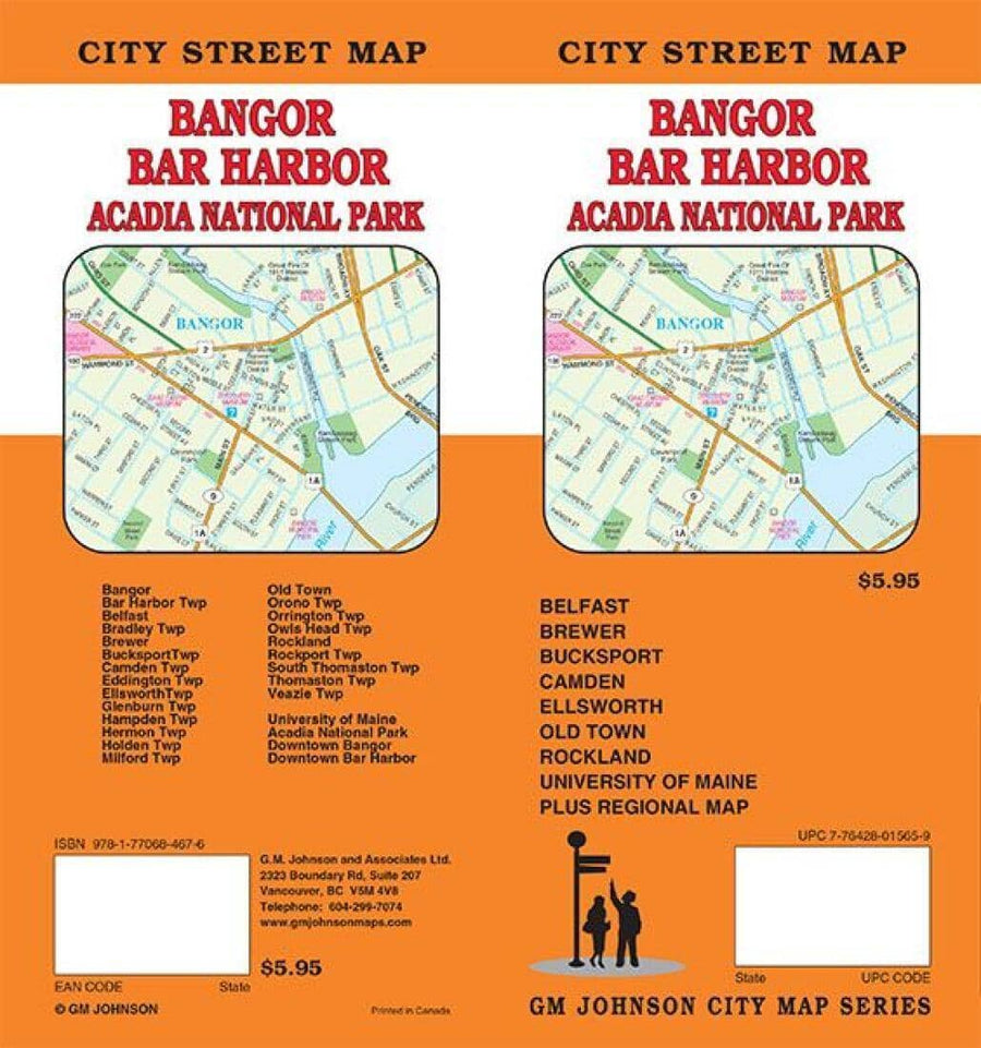 Bangor - Bar Harbor and Acadia National Park - Maine | GM Johnson Road Map 