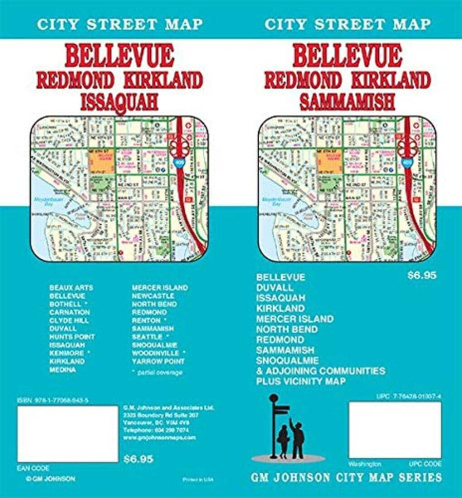 Bellevue : Redmond : Kirkland : Sammamish : city street map = Bellevue : Redmond : Kirkland : Issaquah : city street map | GM Johnson carte pliée 