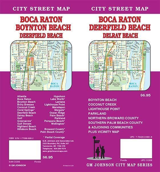 Boca Raton - Deerfield Beach - Boynton Beach - et Delray Beach - Floride | GM Johnson carte pliée GM Johnson 