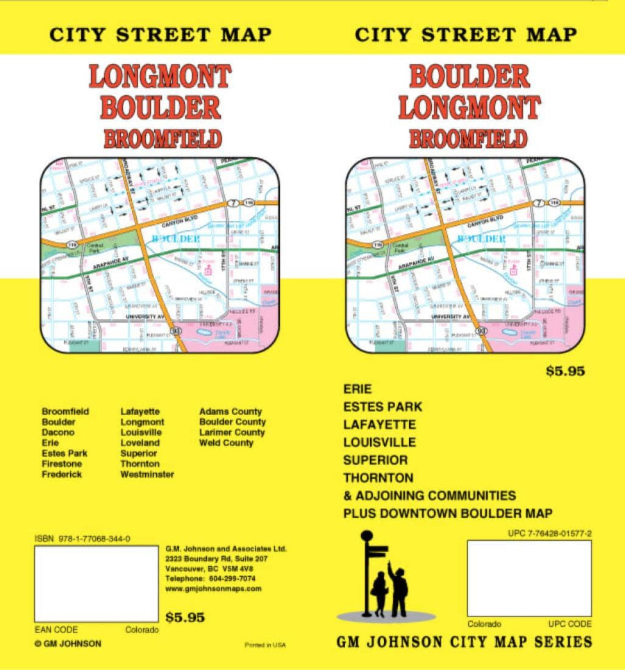 Boulder : Longmont : Broomfield : city street map = Longmont : Boulder : Broomfield : city street map | GM Johnson carte pliée 