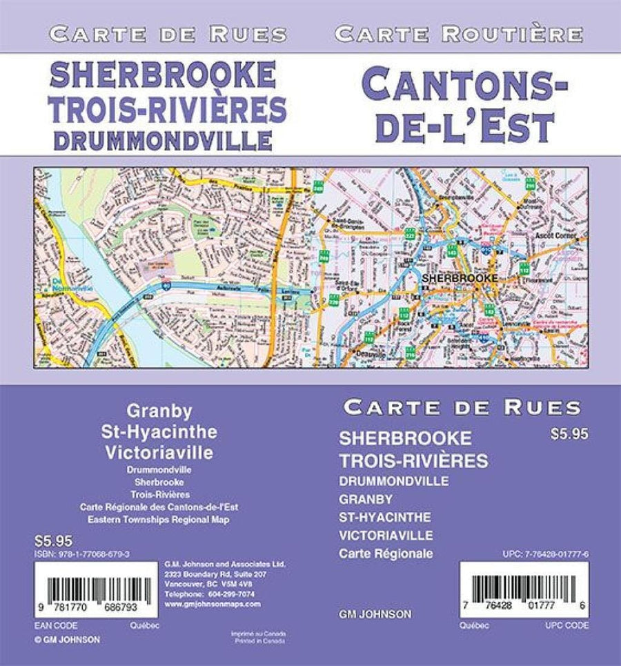 Cantons-de-l'Est / Sherbrooke / Trois-Rivieres - Quebec Street Map | GM Johnson Road Map 