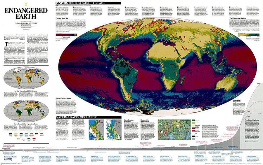 1997 Endangered Earth Map Wall Map 