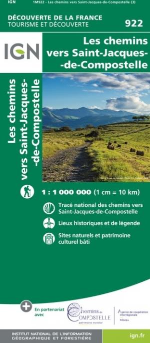 Carte - Chemins vers St-Jacques-de-Compostelle | IGN carte pliée IGN 