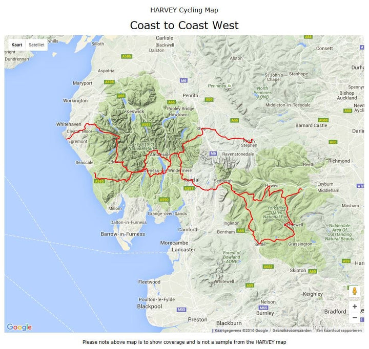 Carte cycliste - Coast to Coast Ouest XT60 | Harvey Maps - Cycling maps carte pliée Harvey Maps 
