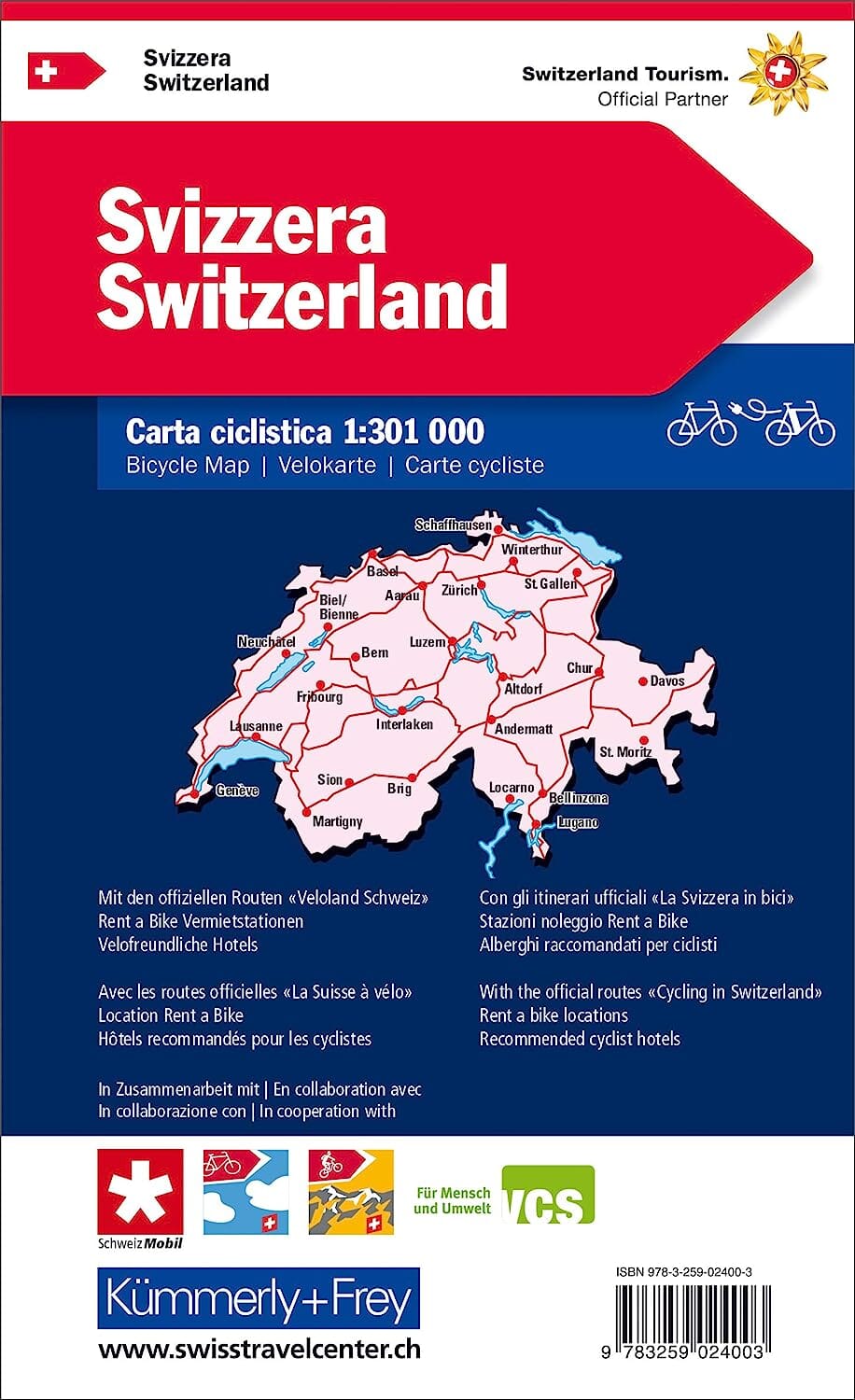 Carte cycliste de la Suisse Kummerly Frey La Compagnie des Cartes Le voyage et la randonnee