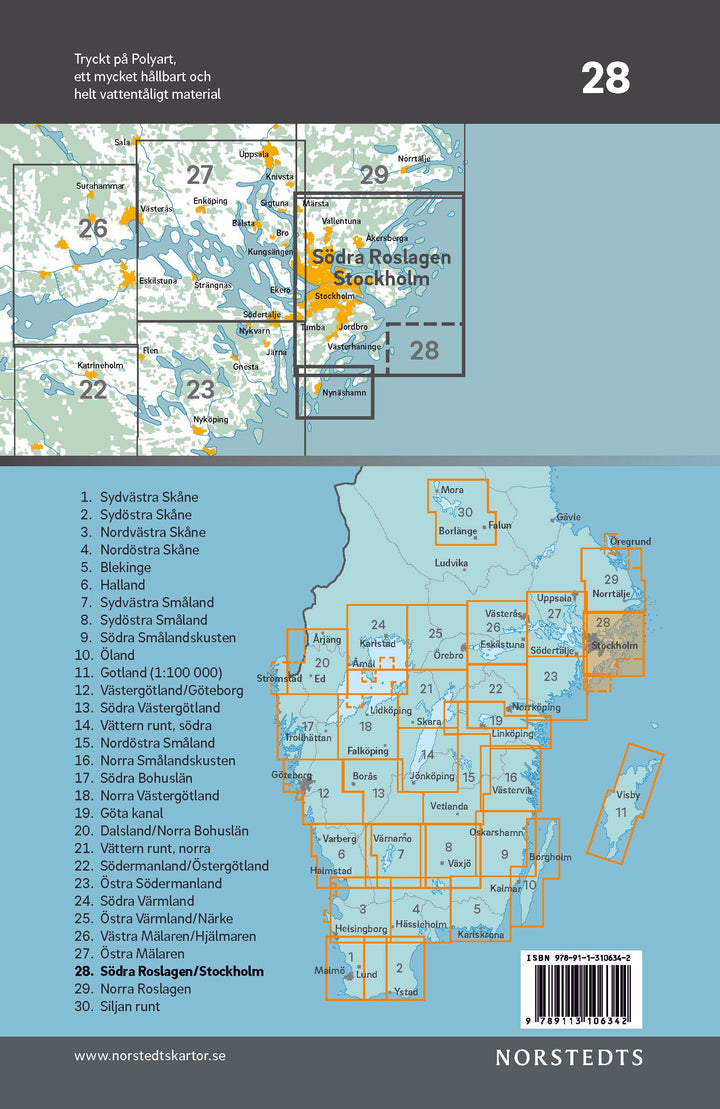 Carte cycliste n° 28 - Roslagen Sud / Stockholm (Suède) | Norstedts carte pliée Norstedts 