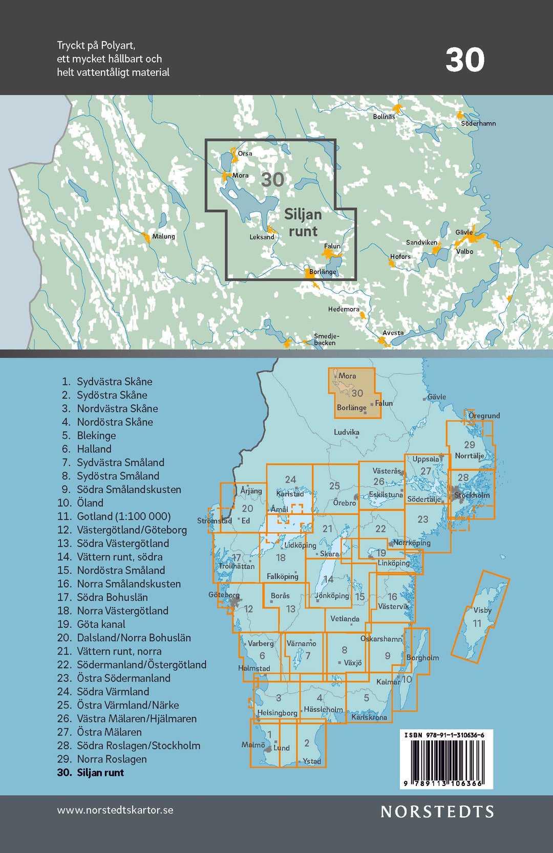 Carte cycliste n° 30 - Lac Siljan lac & environs (Suède) | Norstedts carte pliée Norstedts 