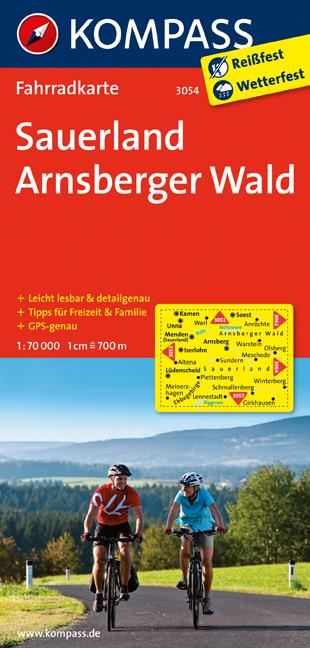 Carte cycliste n° F3054 - Sauerland, Arnsberger Wa (Allemagne) | Kompass carte pliée Kompass 
