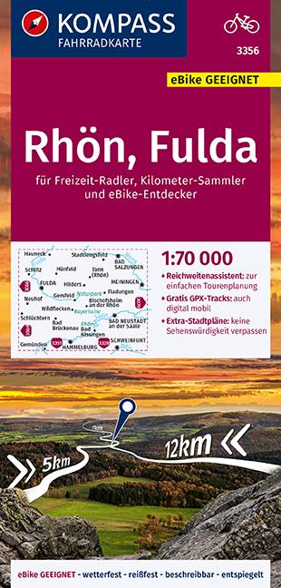 Carte cycliste n° F3356 - Rhön, Fuldar (Allemagne) | Kompass carte pliée Kompass 