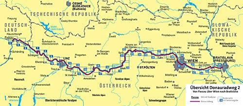 Carte cycliste n° F7004 - Carte cycliste- Donauradweg 2 ,de Passau à Vienne (Allemagne, Autriche) | Kompass carte pliée Kompass 