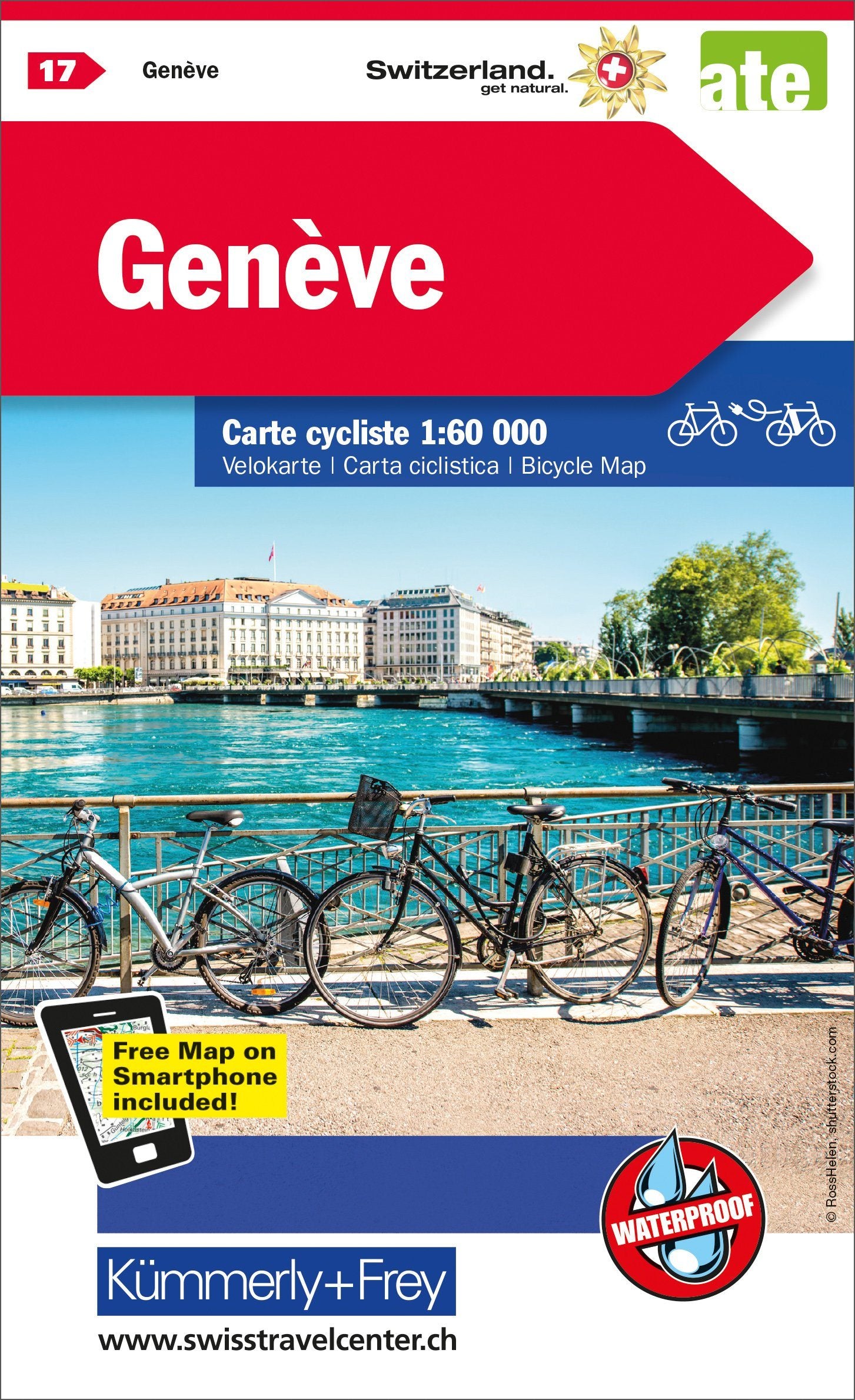 Carte cycliste n VK.17 Geneve Suisse Kummerly Frey La Compagnie des Cartes Le voyage et la randonnee