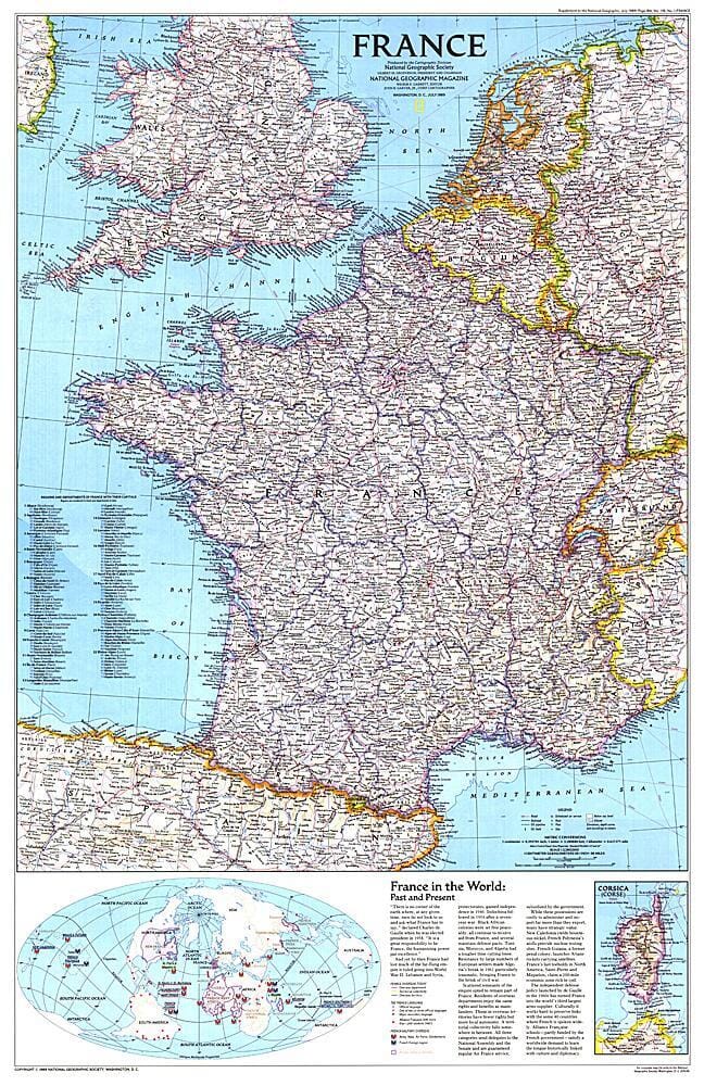 1989 France Map Wall Map 