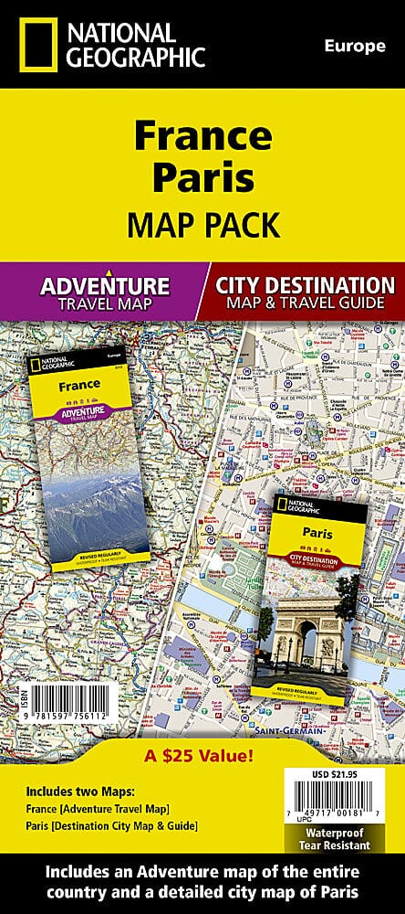 Carte de France & Paris (Pack Bundle) | National Geographic carte pliée National Geographic 