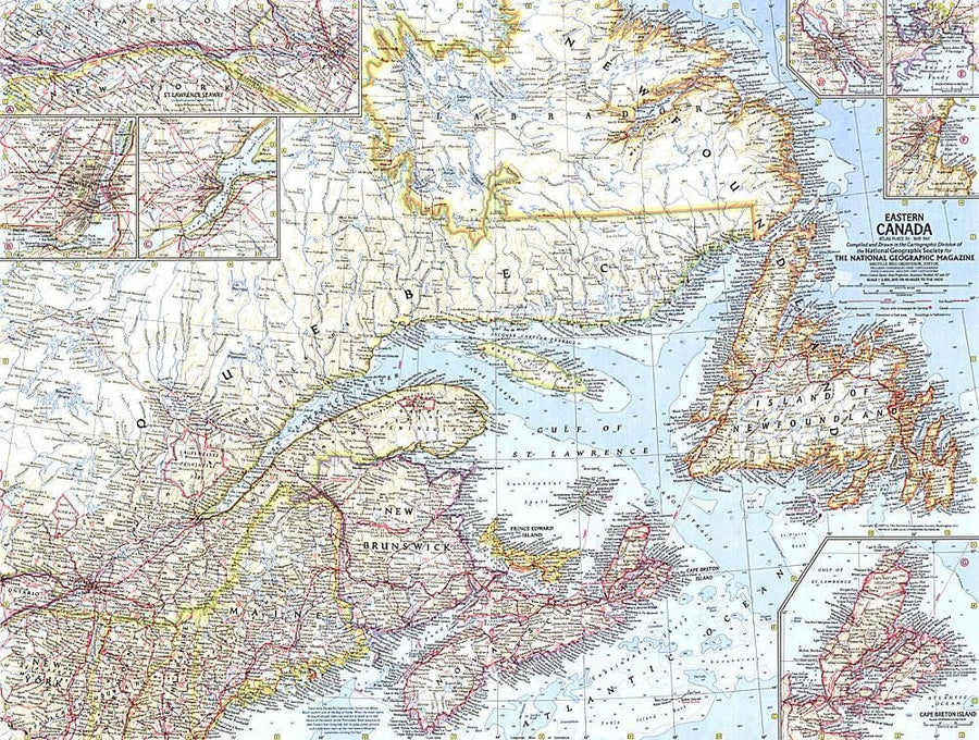 1967 Eastern Canada Map Wall Map 