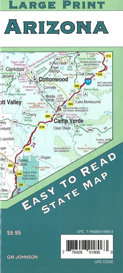 Arizona State Map | GM Johnson Road Map 