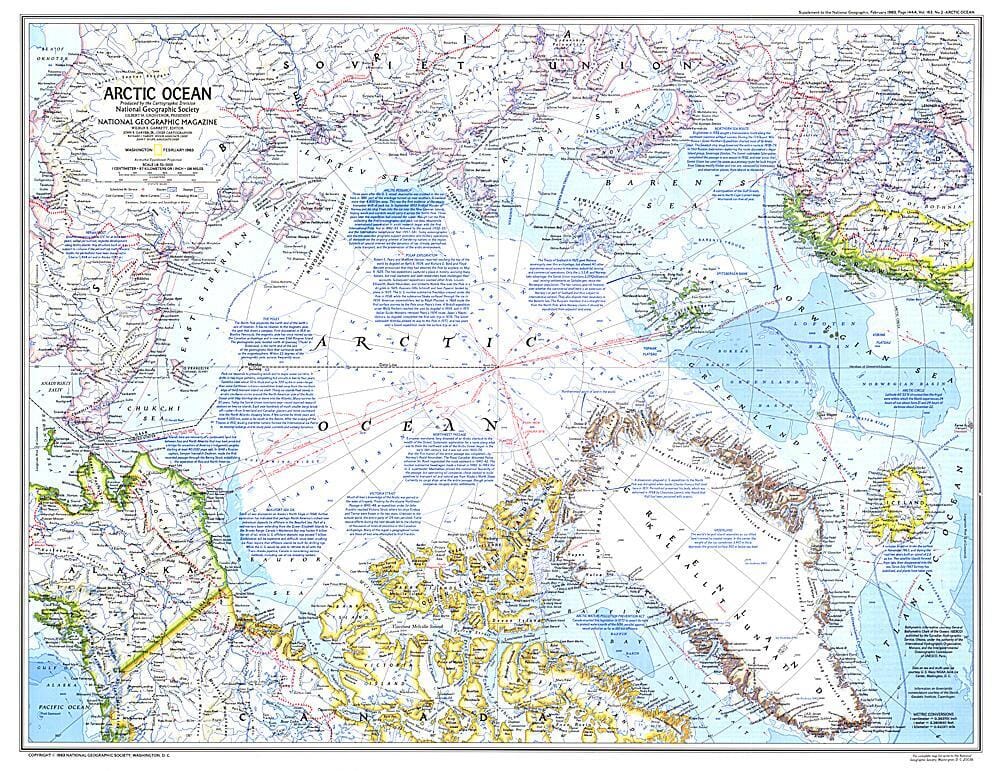 1983 Arctic Ocean Map Wall Map 